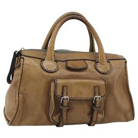 Chloé Bolsa Chloe de couro marrom prata bs35550 Marrom Prata