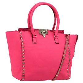 Sac cabas VALENTINO Studs en cuir 2way Rose Or Auth BA13319 Rose Doré