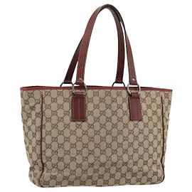 Borsa Tote GUCCI GG Canvas Beige Argento 113017 Auth bs35572 Argento Beige