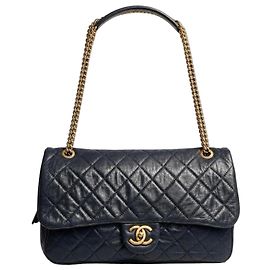 Chanel Borsa Shiva Jumbo Classic Flap Nero Nero Gold hardware