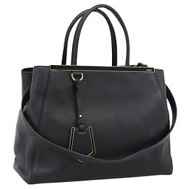 FENDI Tote Bag Leder 2way Schwarz Gold Auth bs35580 Schwarz Golden