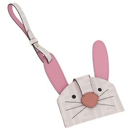FENDI Zucca Canvas Best Friends Forever Rabbit Tarjetero Oro Blanco Auth 184654M Blanco Dorado