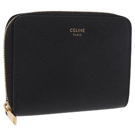 Céline CELINE Round Compact Wallet Leather Black Gold Auth am11856V Black Golden