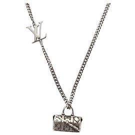 LOUIS VUITTON Keepall Collier LV Keepall Halskette Metall M00914 LV Auth 184266M Silber