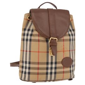 BURBERRY Nova Check Backpack Canvas Beige Gold Auth ep14839A Beige Golden