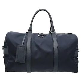 Borsa Boston in Tessuto Saffiano Prada Blu