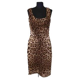 Abito in seta marrone Dolce & Gabbana Marrone