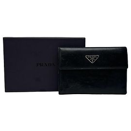 Vintage Prada Ledergeldbörse Schwarz Schwarz
