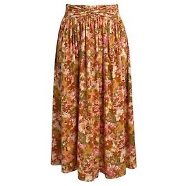 Falda midi de algodón con estampado floral multicolor rosa / verde Zimmermann Multicolor
