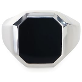 Anel de sinete David Yurman em prata de lei e ônix Streamline Outro