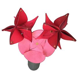 Buquê de 3 flores de origami em couro Louis Vuitton Rosa Vermelho
