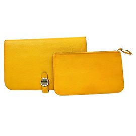 Hermès Cartera combinada Hermes Dogon Duo de piel Amarillo