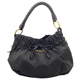 Prada Ribbon Handbag Black Nylon Black