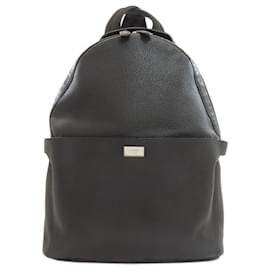 Fendi Black Leather Logo Backpack Black