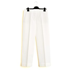 Loro Piana Pantalones Blancos Algodón Corte Recto Blanco