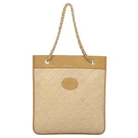 Chanel Chain Handle Leather Beige
