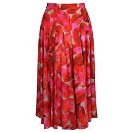 Falda midi plisada de algodón estampado Akris Punto Rosa / Rojo Roja