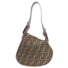 Fendi Zucca Pattern One-Shoulder Canvas Bag Brown