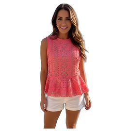 Manoush Top peplum rosa com recortes florais Rosa