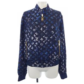 Louis Vuitton Silk Blouson Black Navy blue