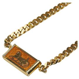 Céline Collana Celine Logo Plate Horse Carriage D'oro