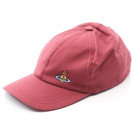 Vivienne Westwood Orb Embroidered Canvas Cap Brown Dark red