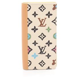 Portefeuille Louis Vuitton Brazza Monogram Long Blanc Multicolore Autre Écru