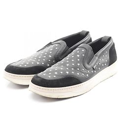 Jimmy Choo Leather Suede Slip On Shoes Black