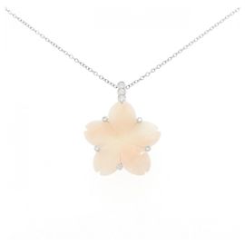 Autre Marque Colar de coral e diamante Pt950/Pt850 Prata