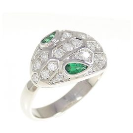 Bulgari Bvlgari Serpenti 750 Weißgold Smaragd Diamant Ring Größe 20 Silber