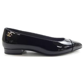 Chanel Lackleder-Ballerinas Schwarz