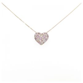 Autre Marque Saphir-Diamant-Halskette in Au750 Pink
