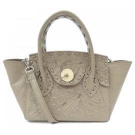 Autre Marque Bolsa de couro Carving Tribes Bege