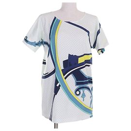 Hermès Camiseta de algodón Hermes Blanco Azul