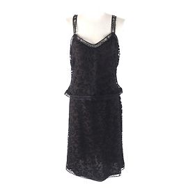 Conjunto 2way de renda com logo Chanel Preto Castanho escuro