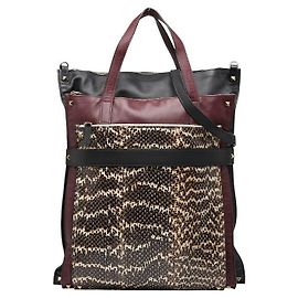 Valentino Rockstud 2way Tasche aus Pythonleder Schwarz Beige Bordeaux
