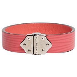 Louis Vuitton Pulseira de couro rosa Rosa