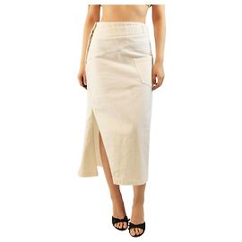 Loewe Falda midi de denim blanco abstracto - talla UK 10 Blanco