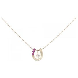 Autre Marque K10 Yellow Gold 2way Ruby Diamond Necklace Golden