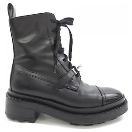 Hermès Hermes Veaubox Leather Boots Black