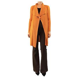 Pleats Please Marigold pleated long cardigan - One size Orange