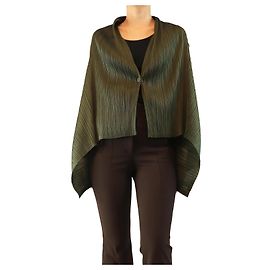 Pleats Please Dark green pleated cardigan - size Green