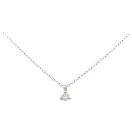 Autre Marque Platinum 850 Solitaire Diamond Necklace Silvery
