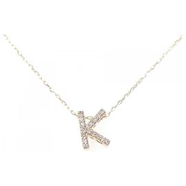 Autre Marque Collier initiale K en Au750 et diamant Rose