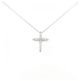Autre Marque Collana con Croce di Diamanti Pt850 Argento