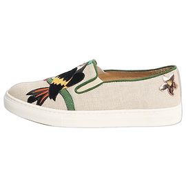 Charlotte Olympia Bailarinas beige con estampado de loro - talla EU 37 (UK 4) Beige
