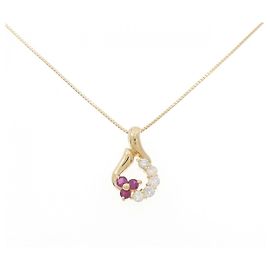 Autre Marque Au750 Ruby Diamond Necklace Golden
