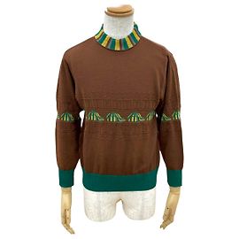 Christian Dior Wollpullover Braun Grün Gelb