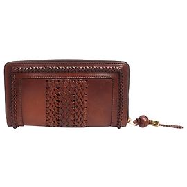 Gucci Carteira de couro trançado marrom vintage Marrom