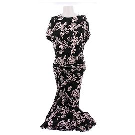 Robe Paco Rabanne à imprimé floral noire en viscose Noir